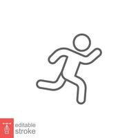 Runner icon. Simple outline style. Man run fast, race, sprint, sport concept. Thin line vector illustration isolated on white background. Editable stroke EPS 10.