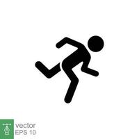 icono de corredor. estilo sólido simple. el hombre corre rápido, carrera, sprint, concepto deportivo. ilustración de vector de glifo aislado sobre fondo blanco. eps 10.