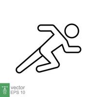 icono de corredor. estilo de esquema simple. el hombre corre rápido, carrera, sprint, concepto deportivo. ilustración de vector de línea delgada aislada sobre fondo blanco. eps 10.