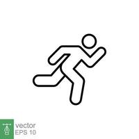 icono de corredor. estilo de esquema simple. el hombre corre rápido, carrera, sprint, concepto deportivo. ilustración de vector de línea delgada aislada sobre fondo blanco. eps 10.