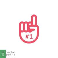 Number 1 foam glove icon. Simple outline style. Fan logo hand with finger up. Thin line vector illustration isolated on white background. EPS 10.