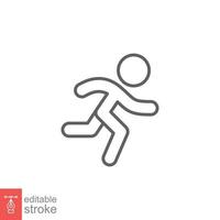 Runner icon. Simple outline style. Man run fast, race, sprint, sport concept. Thin line vector illustration isolated on white background. Editable stroke EPS 10.