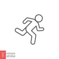 Runner icon. Simple outline style. Man run fast, race, sprint, sport concept. Thin line vector illustration isolated on white background. Editable stroke EPS 10.