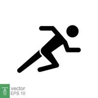 icono de corredor. estilo sólido simple. el hombre corre rápido, carrera, sprint, concepto deportivo. ilustración de vector de glifo aislado sobre fondo blanco. eps 10.