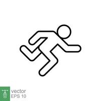 icono de corredor. estilo de esquema simple. el hombre corre rápido, carrera, sprint, concepto deportivo. ilustración de vector de línea delgada aislada sobre fondo blanco. eps 10.