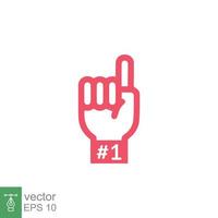 Number 1 foam glove icon. Simple outline style. Fan logo hand with finger up. Thin line vector illustration isolated on white background. EPS 10.