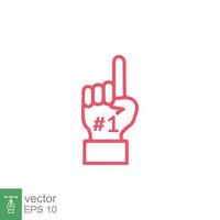 Number 1 foam glove icon. Simple outline style. Fan logo hand with finger up. Thin line vector illustration isolated on white background. EPS 10.