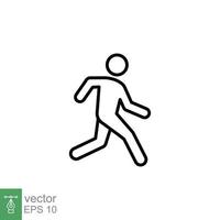 icono de corredor. estilo de esquema simple. el hombre corre rápido, carrera, sprint, concepto deportivo. ilustración de vector de línea delgada aislada sobre fondo blanco. eps 10.