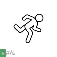 icono de corredor. estilo de esquema simple. el hombre corre rápido, carrera, sprint, concepto deportivo. ilustración de vector de línea delgada aislada sobre fondo blanco. eps 10.