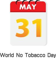 calendario 31 de mayo dia mundial sin tabaco vector