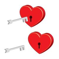 padlock heart with key vector