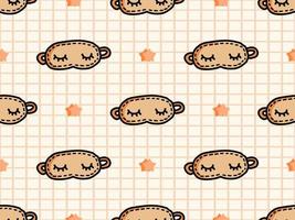 Sleep cartoon character seamless pattern on yellow background. Pixel style vector