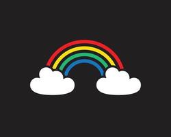 Vector illustration of a rainbow between two clouds