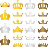 king crown gold silver bronze vector