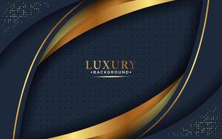 Abstract curve overlapping on dark blue background with glitter and golden lines glowing dots golden combinations. Luxury and elegant design. vector