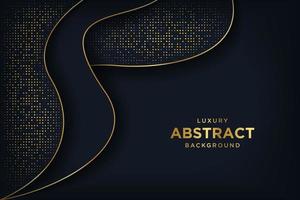 Abstract curve overlapping on dark blue background with glitter and golden lines glowing dots golden combinations. Luxury and elegant design. vector