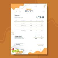 Breakfasts Invoice Template Flat Cartoon Background Vector Illustration