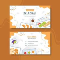desayunos tarjeta plantilla horizontal plano dibujos animados fondo vector ilustración