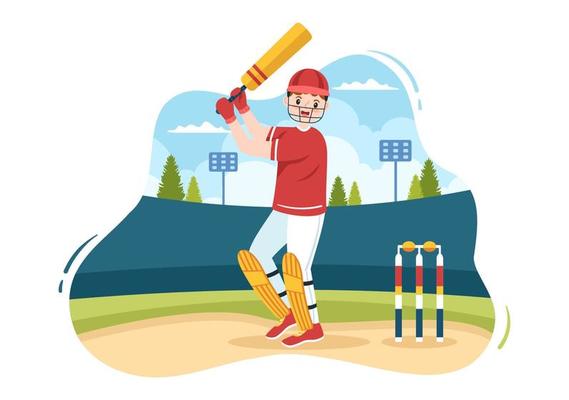 Batsman Playing Cricket Sports with Ball and Stick in Flat Cartoon Field Background Illustration 9953122 Vector Art at Vecteezy Batsman Playing Cricket Sports with Ball and Stick in Flat Cartoon Field Background Illustration 9953122 Vector Art at Vecteezy