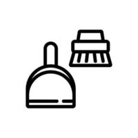 dustpan with brush for clean office icon vector outline illustration