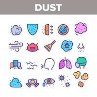 conjunto de iconos de color de polvo y aire contaminado vector