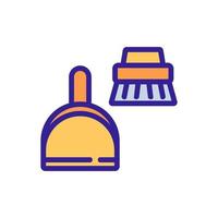 dustpan with brush for clean office icon vector outline illustration