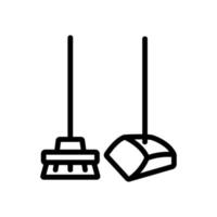 recogedor y cepillo para la ilustración del contorno del vector del icono de las tareas domésticas