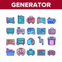 Portable Generator Collection Icons Set Vector