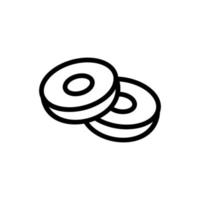 two glazed donuts icon vector outline illustration