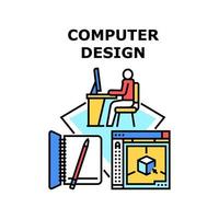 Computer Design Vector Concept Color Illustration