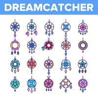 Dreamcatcher, Amulet Vector Thin Line Icons Set