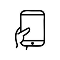 hand and phone icon vector outline illustration
