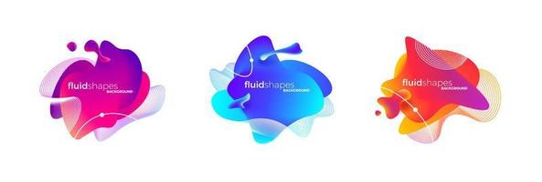 Set of abstract modern fluid shape banner with gradient color. Vector illustration.