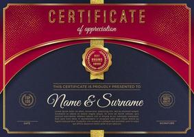 Certificate template with luxury golden elements. Diploma template design. Vector illustration.