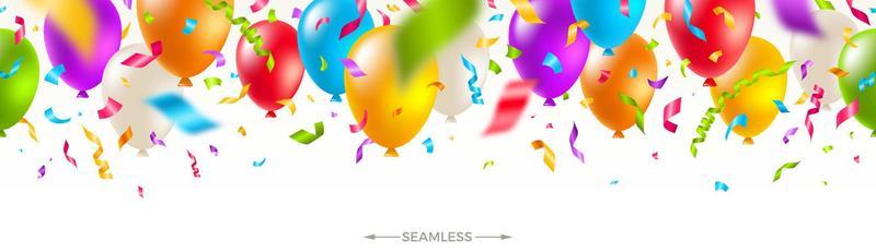 Celebratory seamless banner - multicolored balloons and  confetti.