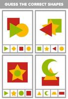 Education game for children guess the correct shapes geometric quiz printable worksheet vector