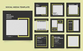 social media template banner house architecture service promotion vector