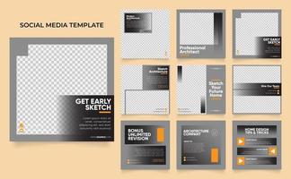 social media template banner house architecture service promotion vector