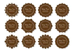 Decorative label frames. Vintage ornate labels sale stickers Vector symbol set