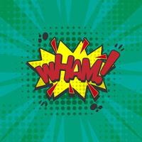 wham comic text bubble, cartoon style pop art, vector