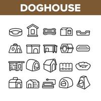 Doghouse Accessory Collection Icons Set Vector