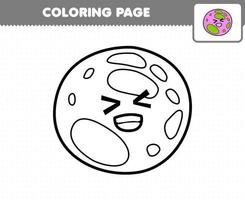 Education game for children coloring page cute cartoon solar system planet printable worksheet vector