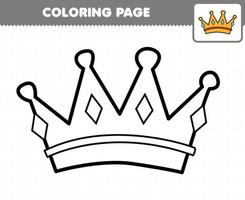 Education game for children coloring page cartoon wearable clothes crown printable worksheet vector