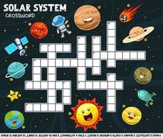 juego de educación crucigrama para aprender palabras en inglés con una linda hoja de trabajo imprimible con dibujos animados del sistema solar