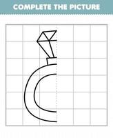 juego educativo para niños completa la imagen dibujo animado medio anillo para dibujar vector