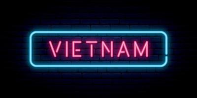 Vietnam neon sign. Bright light signboard. vector
