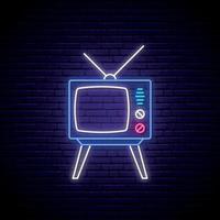 señal de neón de televisión retro. vector