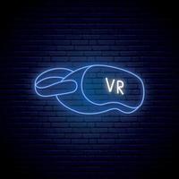 icono de gafas de neón vr. signo de auriculares vr brillante en estilo neón. vector