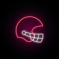 Neon helmet sign. vector