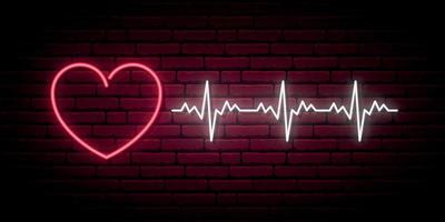 Neon heartbeat sign. vector